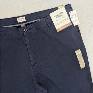 NEW Dockers Big&Tall Classic-Fit Washed Khaki Flat-Front Stretch Navy Blue 44X29